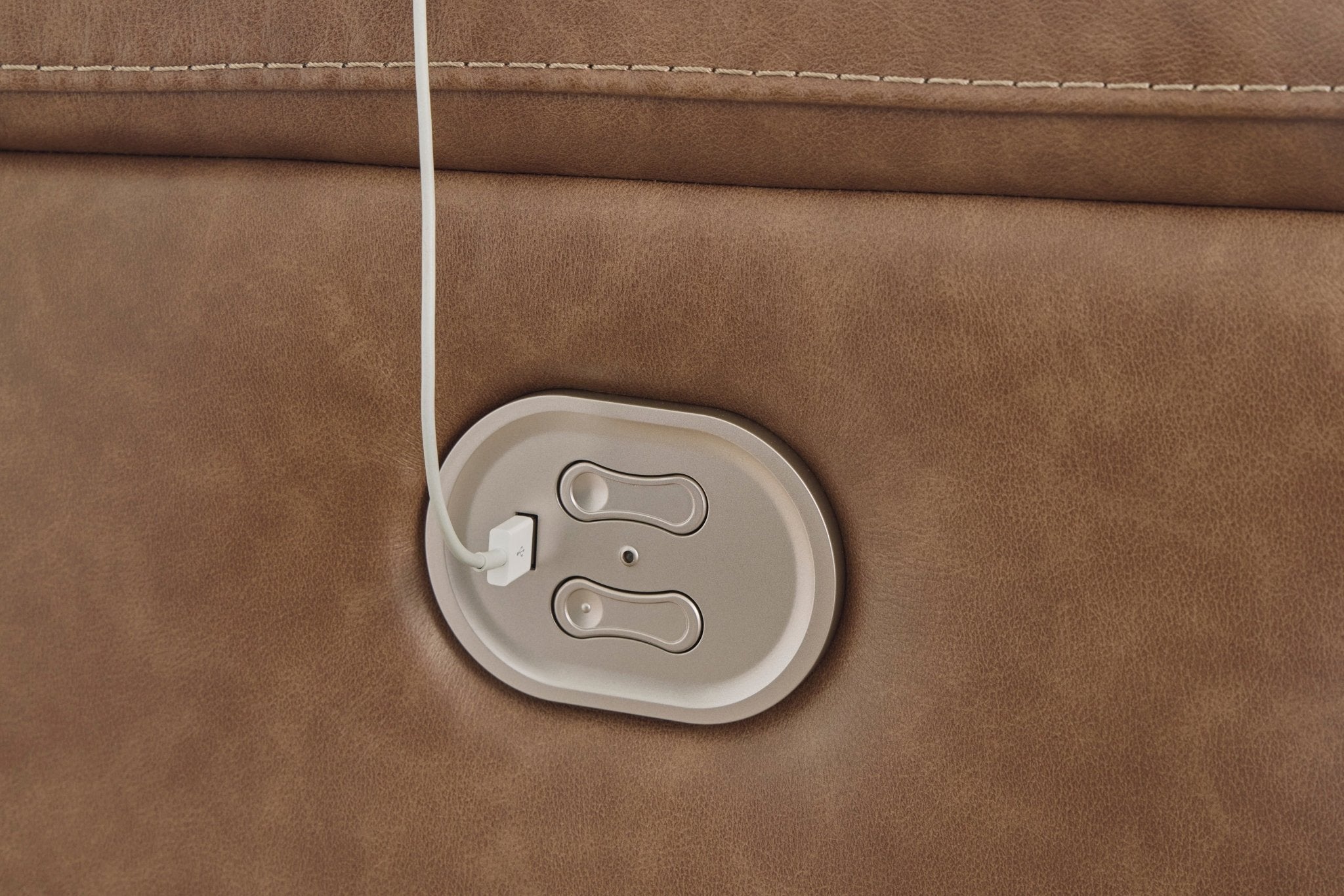 Contemporary Power Reclining Loveseat with Center Console - HER Home Design Boutique